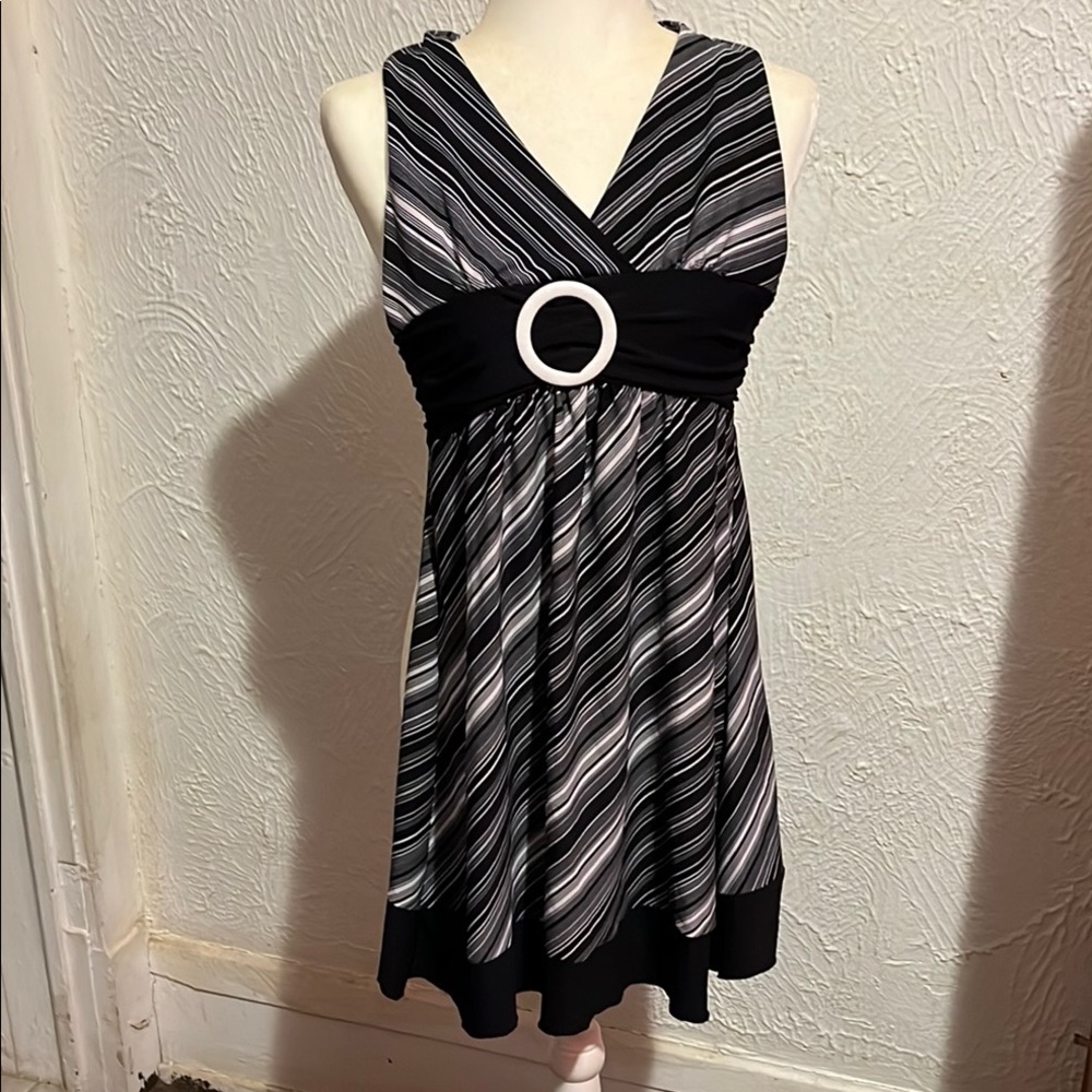 Elegant Black and White Striped Dress